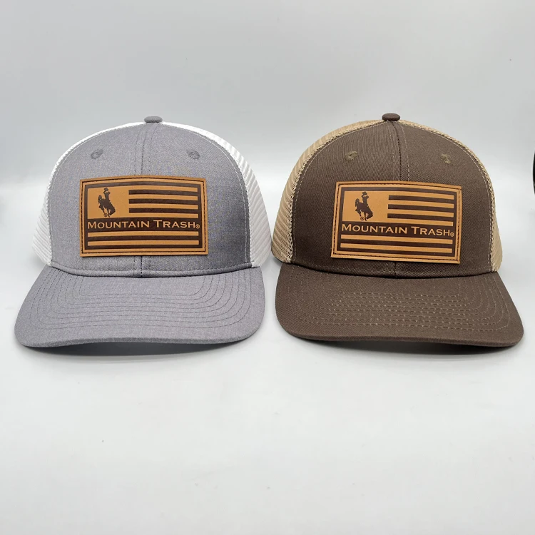 Custom Trucker Mesh Cap With Leather Pather