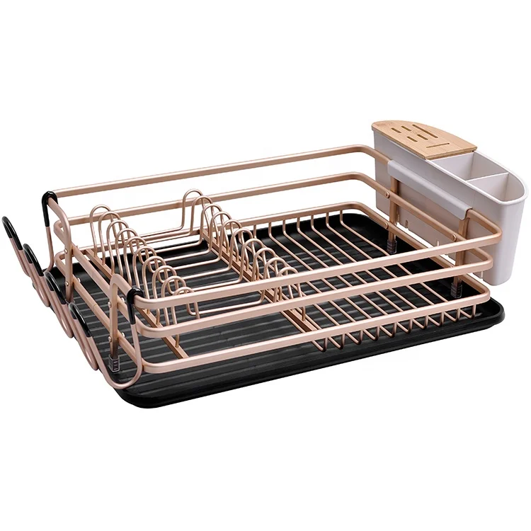 Aluminum Dishes Racks Cutlery Cover Plastic Tray Cabinet Kitchen Sink Aluminium Dish Drainer Rack