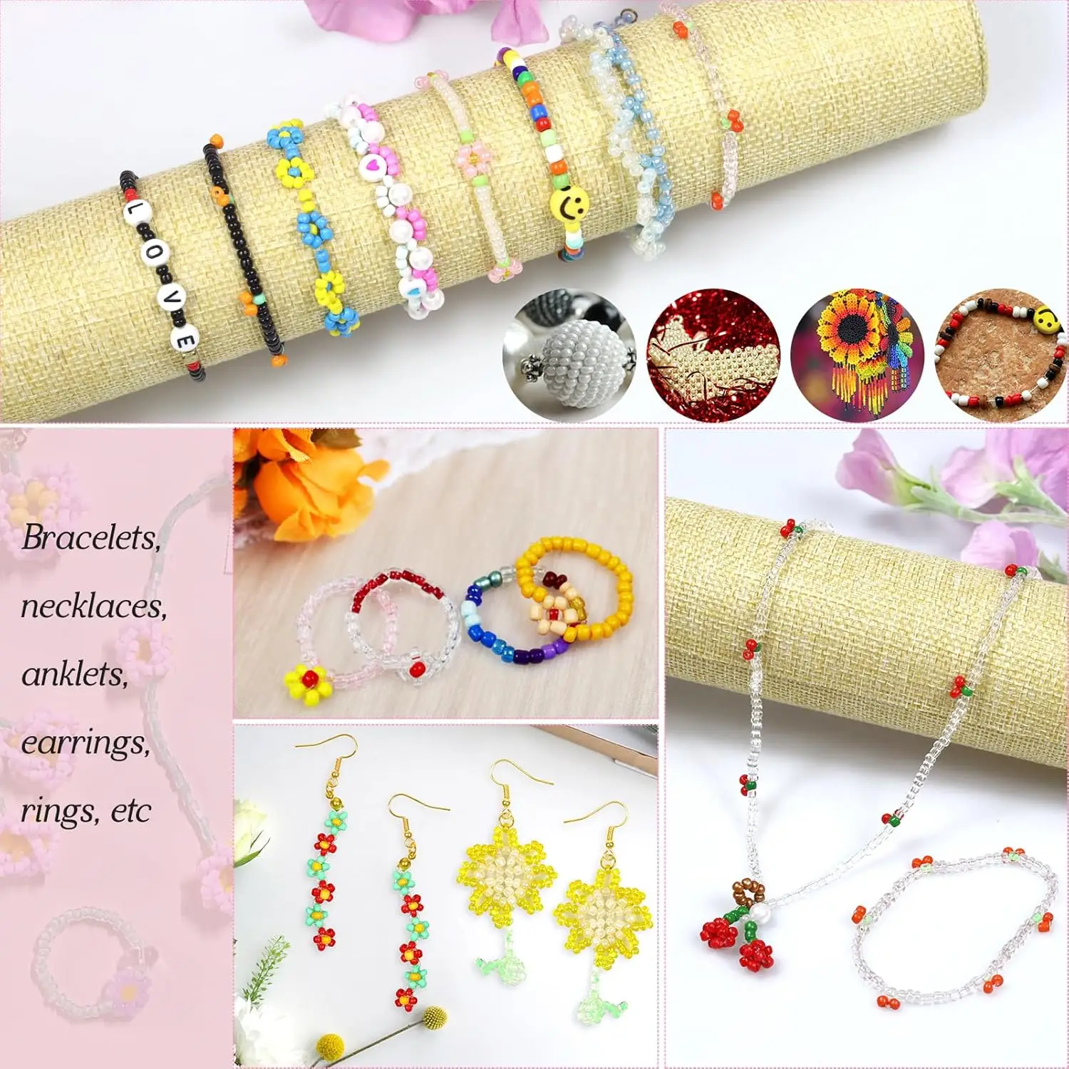 48690pcs 114 Colors 2mm Glass Seed Beads for Bracelet Making Kit Seed Beads for Jewelry Making Friendship Gifts