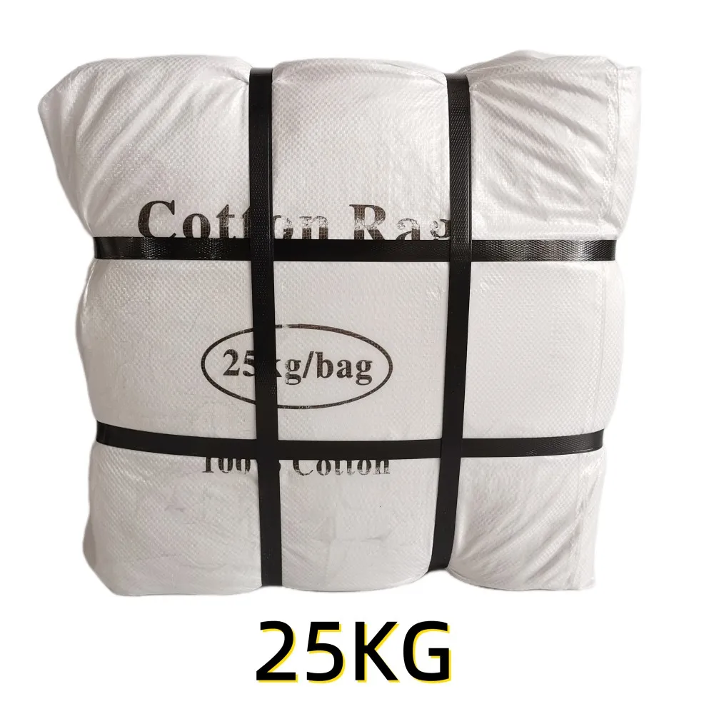 Factory direct 100% cotton 25kg 10kg bales package recycling from hotel white bedsheet rags