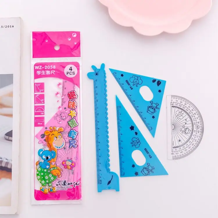 Cheap 15cm High Quality Multi Size Ruler Set Cheap Transparent Triangle Ruler Set for School