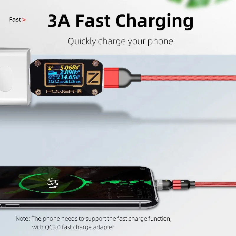  Магнитный usb-кабель для быстрой зарядки кабель типа C магнитное зарядное устройство Micro USB мобильного телефона шнур новый поворот на 360 +