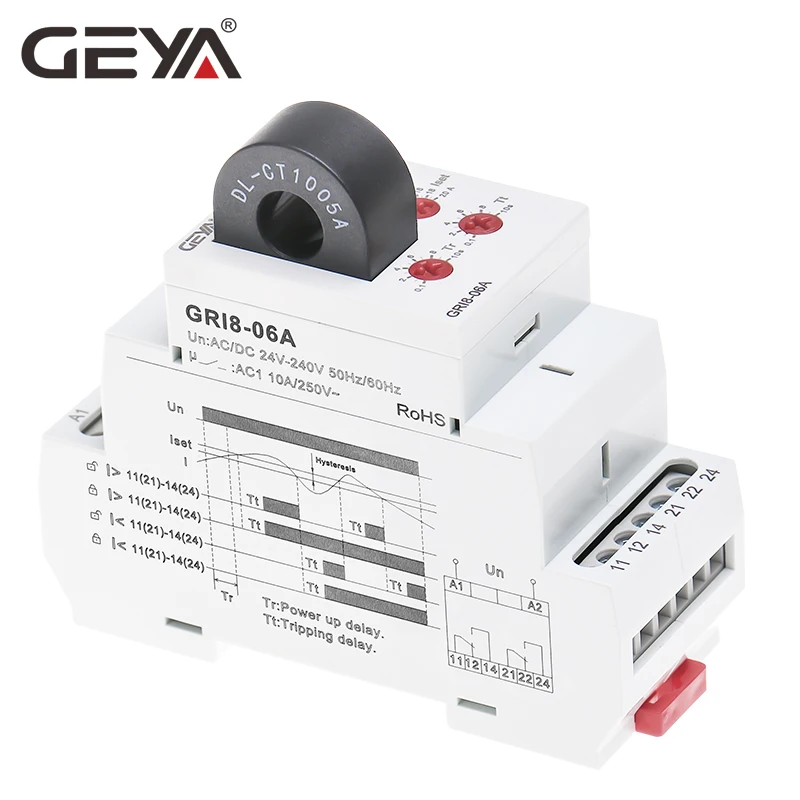 GEYA GRI8-06 50/60 Гц детектируемое Реле тока реле мониторинга переменного и постоянного с 2 выходами