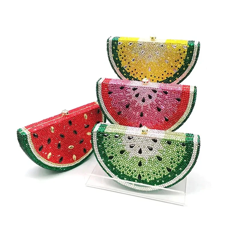 
Bling High Quality Custom Handmade Rhinestone Watermelon Purse Full Crystal Beading Evening Party Clutch Purse Bag Handbag 