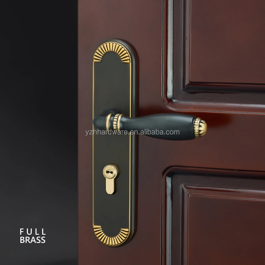 [Full Brass]High quality luxury bedroom door lock and toilet solid wood door knob