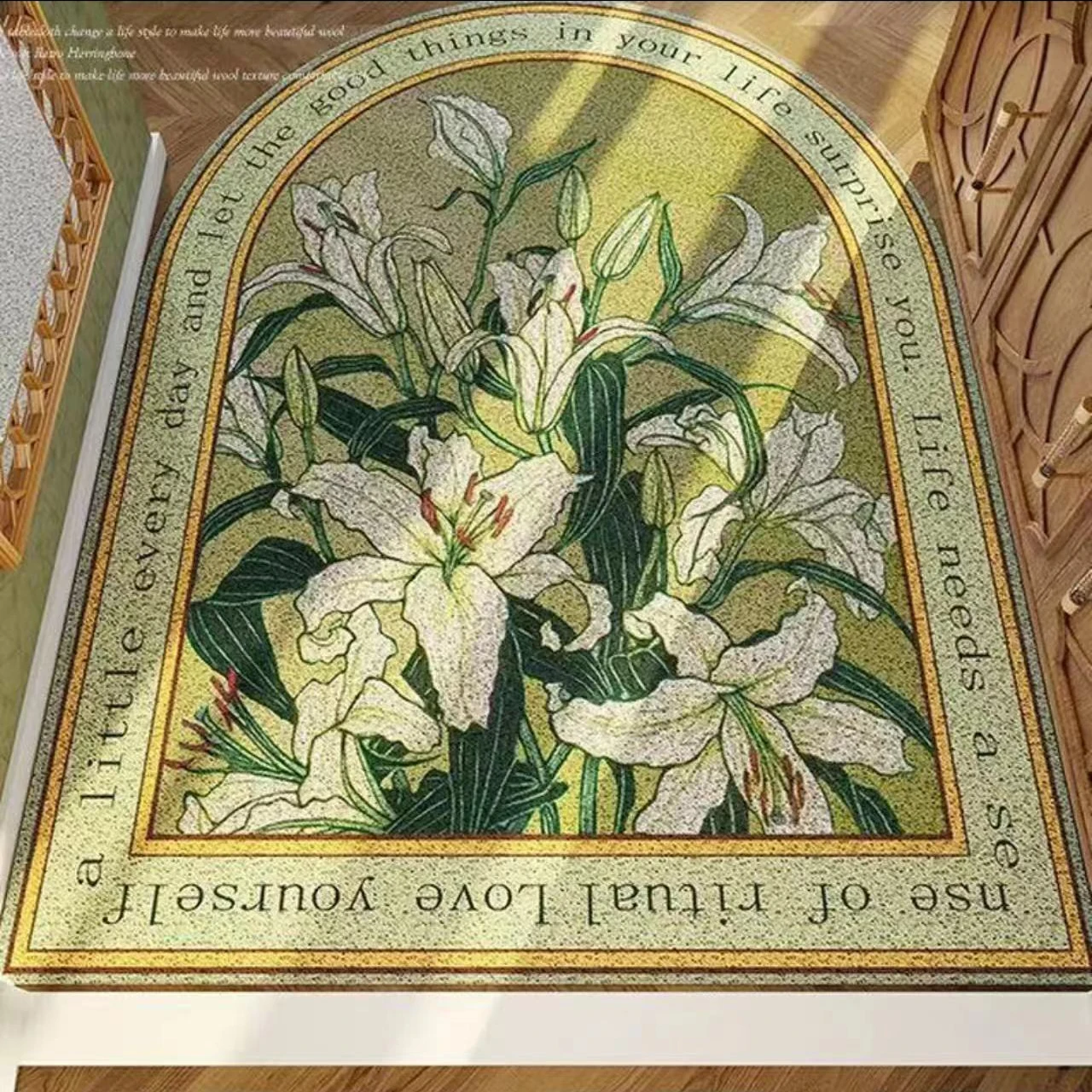 Дверной коврик ручной работы из ПВХ с приветственным рисунком моющийся Мягкий дизайн для дома отеля улицы и ванной комнаты