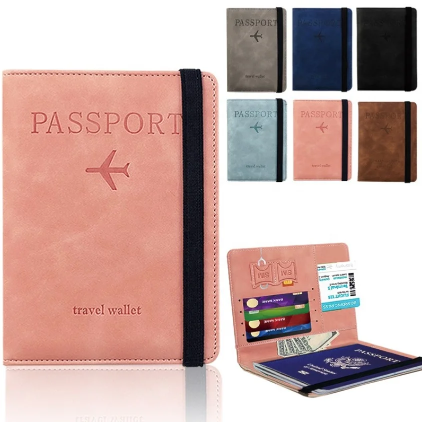 Passport Cover Pu Leather Mens Passport Wallet 2023 Pu Leather Travel Passport Holder and Vaccine