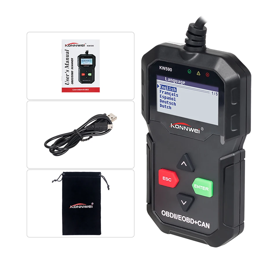  Горячая Распродажа OBD2 автомобильный диагностический инструмент KONNWEI KW590 сканер ошибок двигателя Автомобильный OBDII считыватель кодов