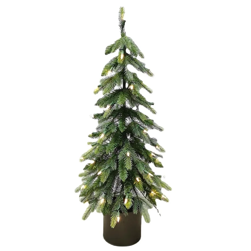 3 фута тонкий зеленый пуховый альпийский бальзам PE и пвх освещение искусственная Рождественская елка