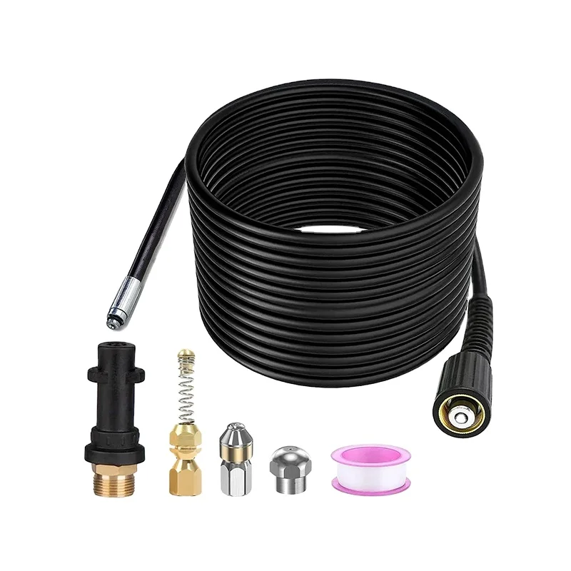 High Pressure Pipe Cleaning Hose Drain Cleaner Pipe For Karcher K2-K7/HD/HDS Universal Pipe Sewer Cleaning Set Rotating Nozzles