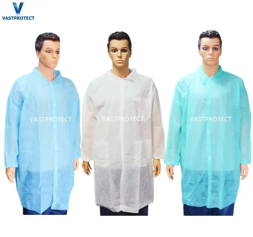 Industrial Safety  Standard Jacket Visitor Laboratory Coat Micro-Porous SMS Polypropylene Non-Woven PP Disposable Lab Coat