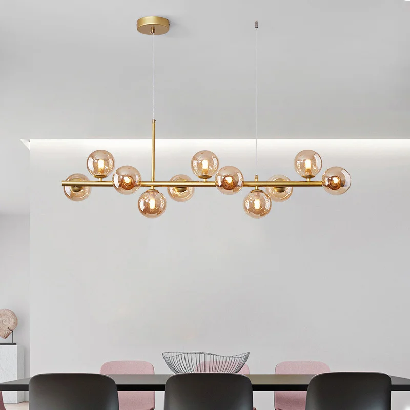 Wholesale Hotel Home Nordic Large Kitchen Pendent Lights Chandelier Luxury Living Room Glass Cube Metal Pendent Light