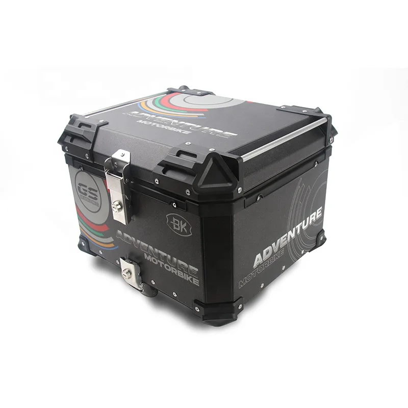 55L Motor Tail Box Aluminum Alloy Plate E-bike Motorcycle GS ADVENTURE Printing White Sticker Top Box Helmet Case Tail Box