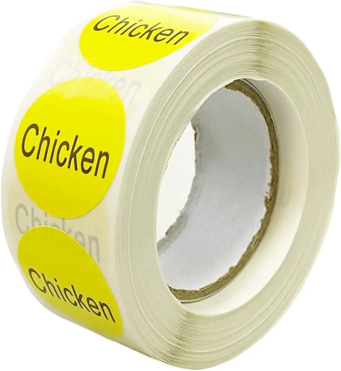 Custom frozen food labels with 500 self-adhesive circles per roll