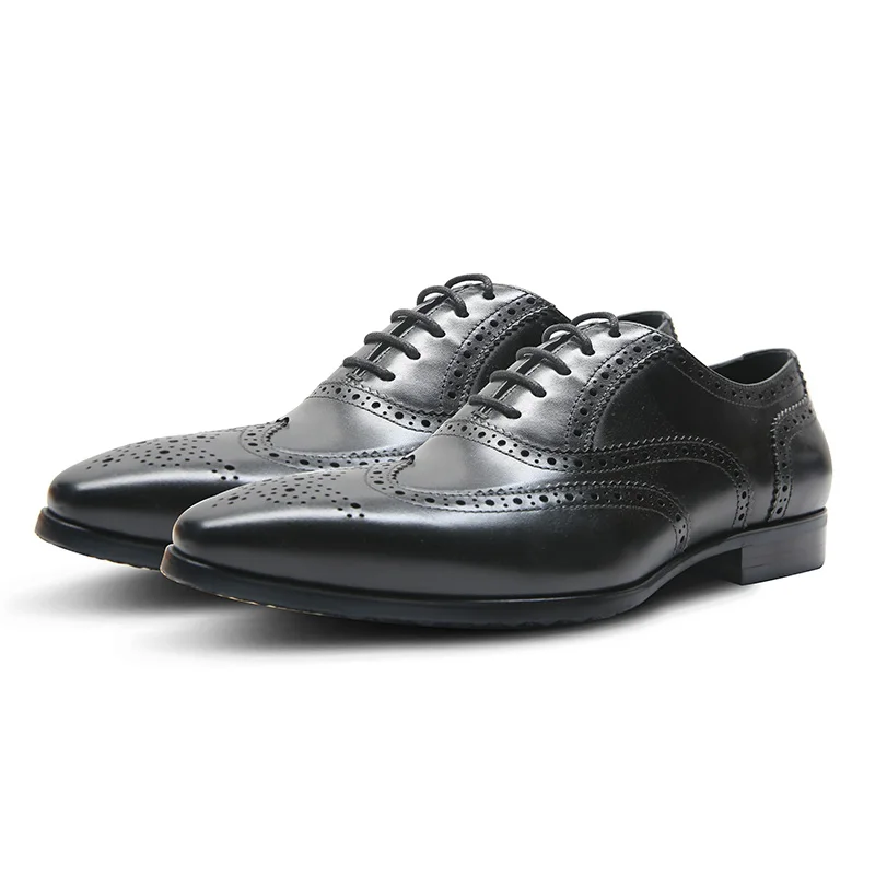 OEM ODM Wholesale men leather dress shoes oxford shoes with brogues wingtip shoes  men