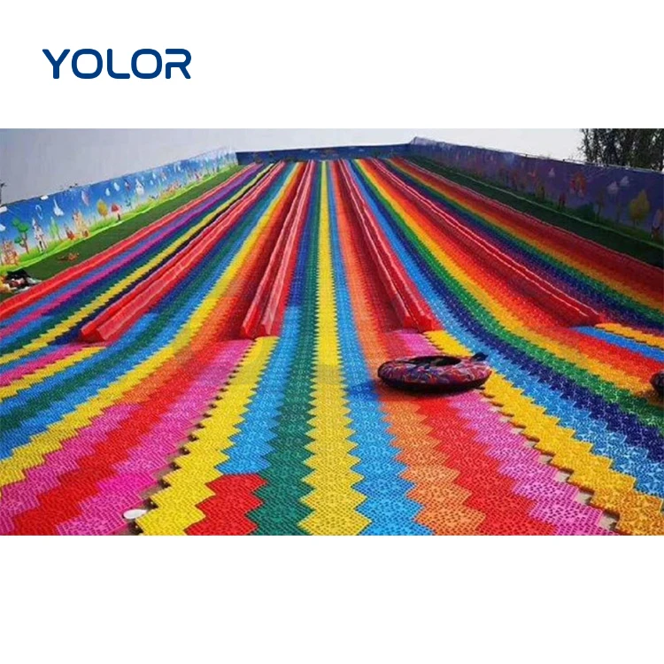 Popular Dry Skiing Slope Grass Skiing Grass Sliding Rainbow Slide Plastic Children Outdoor Playground