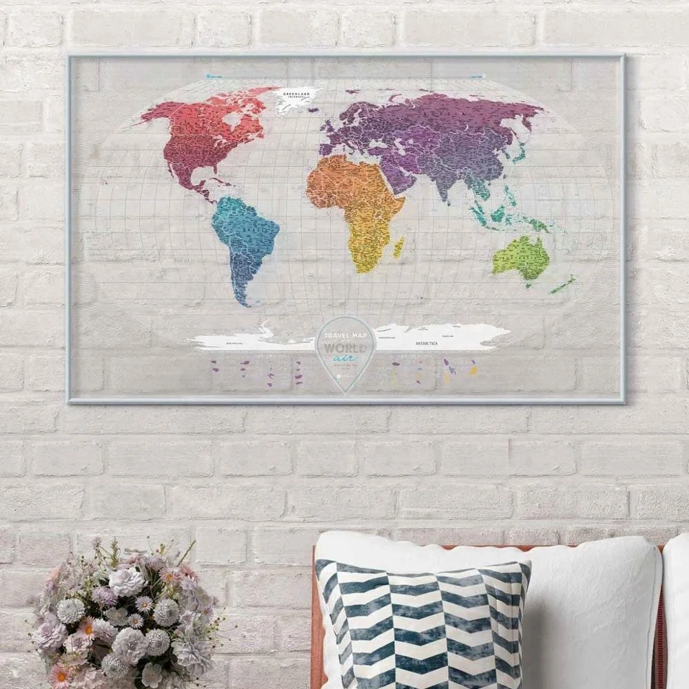 Big scratch off world map poster for travel with printed logo