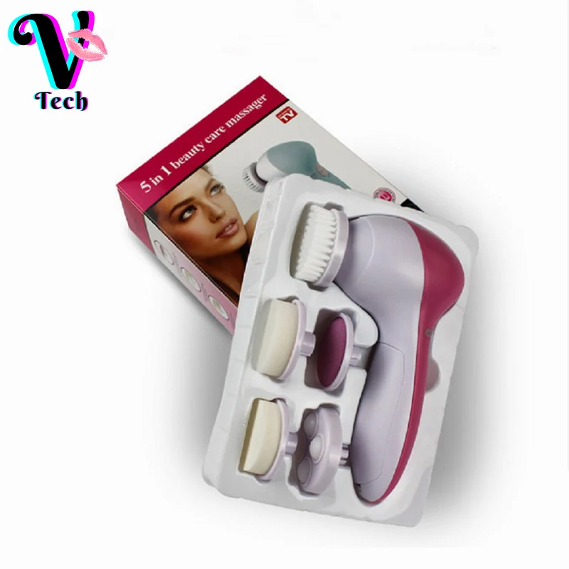 
Facial Brush Wholesale Pink Silicone 5 in 1 Electrical Facial Cleansing Brush electric 