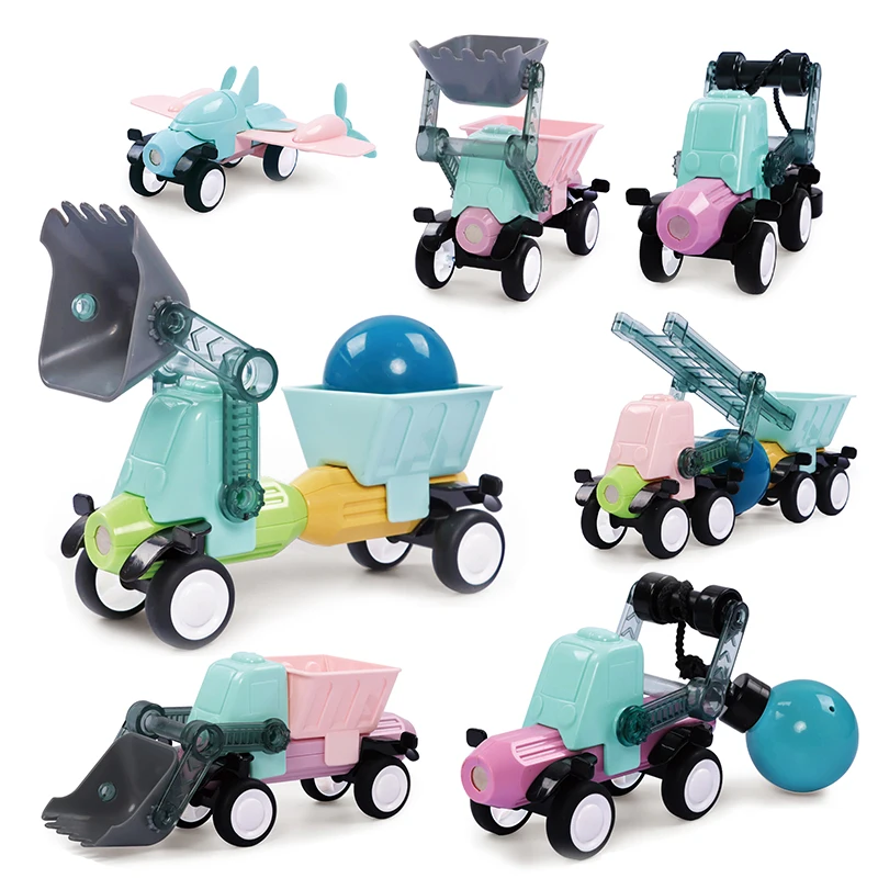 DIY Connecting City Construction Truck Building Toy Set 3D Engineering Vehicle Magnetic Blocks for Kids