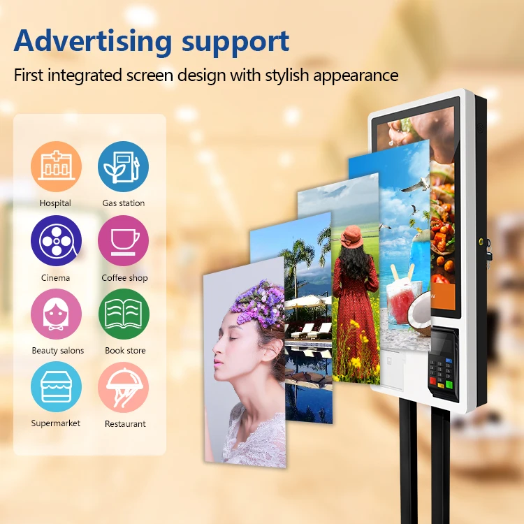 Kiosk Order System All in One POS Floor Stand or Wall Mount Food Ordering Kiosks Self Service Payment Kiosk