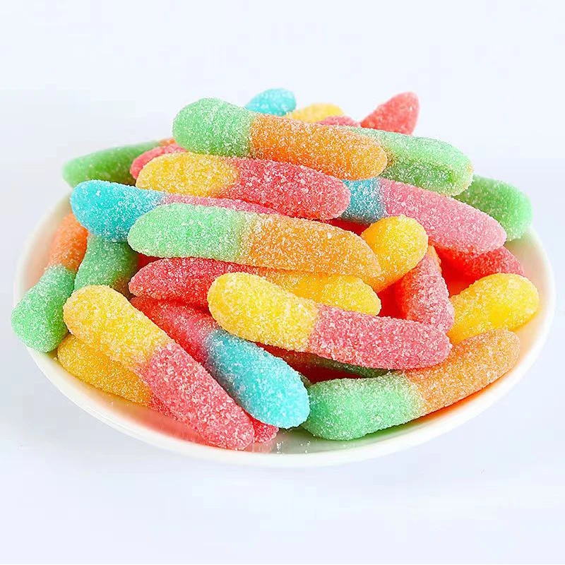 Wholesale Sour Gummy Worm Halal Earthworm Gummi Worms Candy Jelly Crawlers Soft Sweets