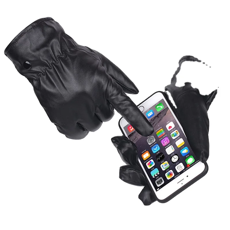 Leather Windproof Cycling Mitten Touch Screen Riding MTB Bike Bicycle Mitten Thermal Warm Motorcycle Winter Autumn Bike Mitten