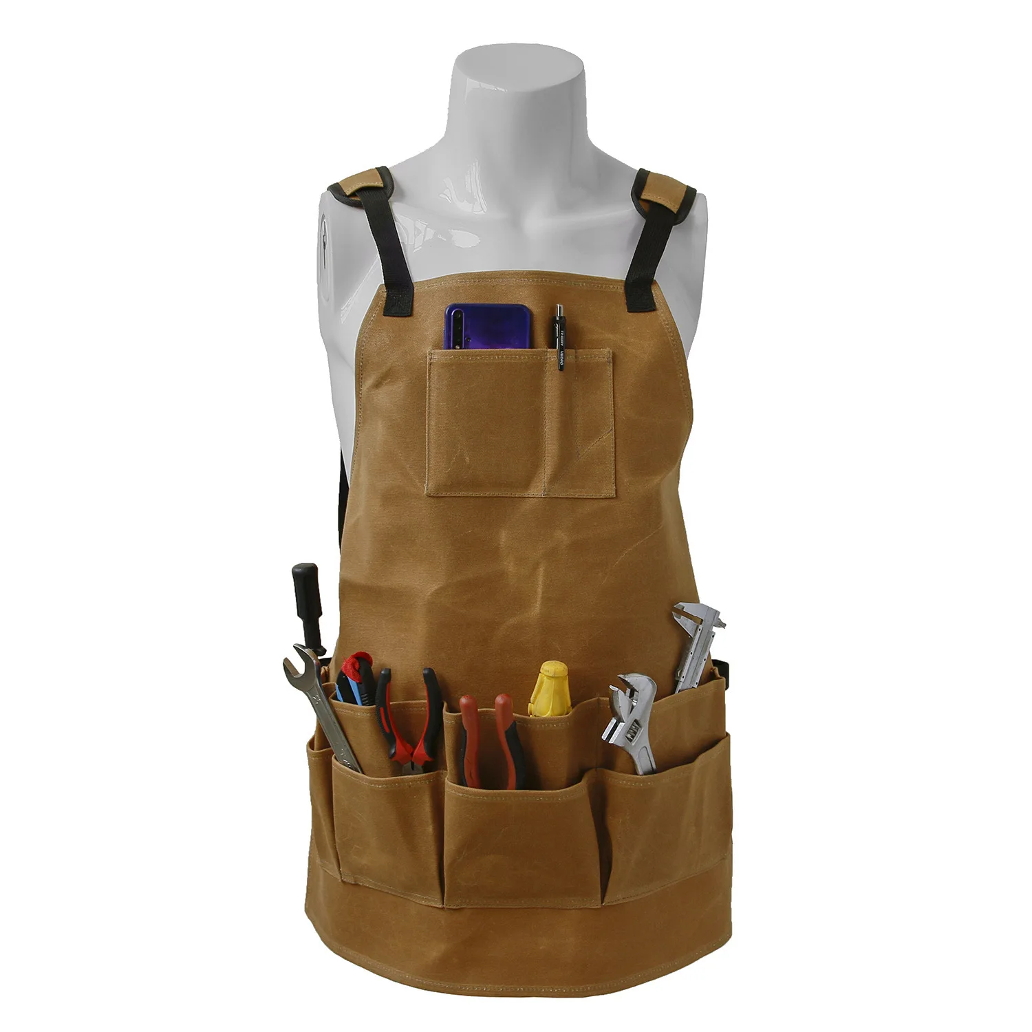 Wet wax waterproof canvas apron thickened waterproof and oil proof tool apron garden denim apron