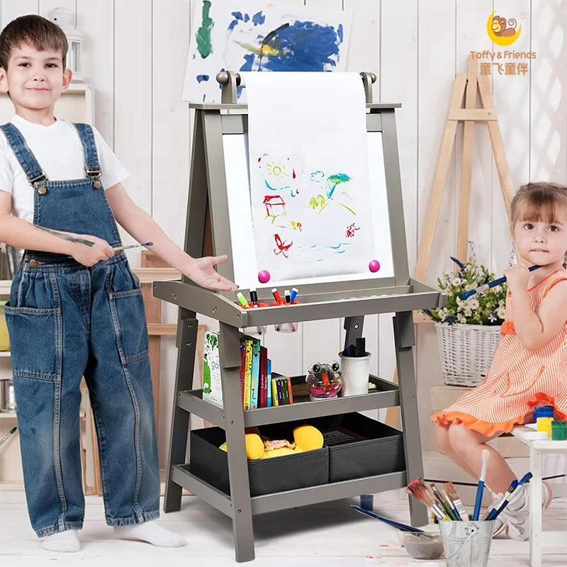 Toffy & Friends Wooden Kids furniture Standing Easel magnetic white board blackboard