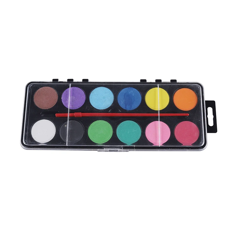 Non-Toxic 12 Colors plastic Box Solid WaterColor Paint Set For School Children