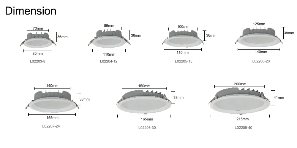 120 lm/w Customizable Top Quality New Downlight Switch for CCT Trimless Install 8W 12W 15W 20W 24W 30W 35W LED COB Down Light