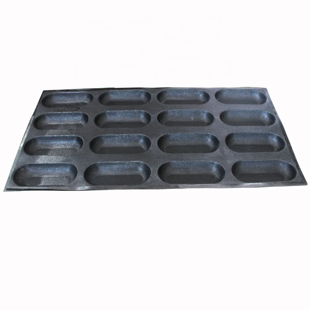 Non-Stick Black 16 Channels Silicone Hot Dog Form for Bakery