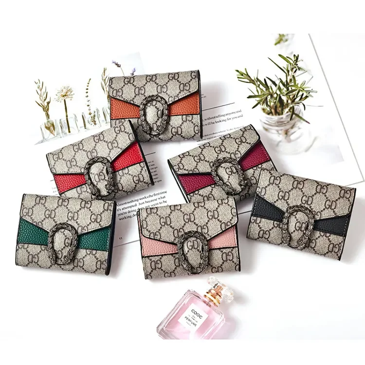 Лидер продаж Amazon продает новый роскошный модный женский брендовый дизайнерский однотонный корейский короткий кошелек из искусственной кожи