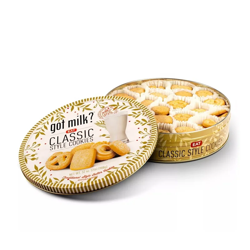 Hot Sale Round Metal Cookie Tin With Lid Food Grade Butter Cookie Biscuit Chocolate Metal Cans Sweets Baking Cake Tins