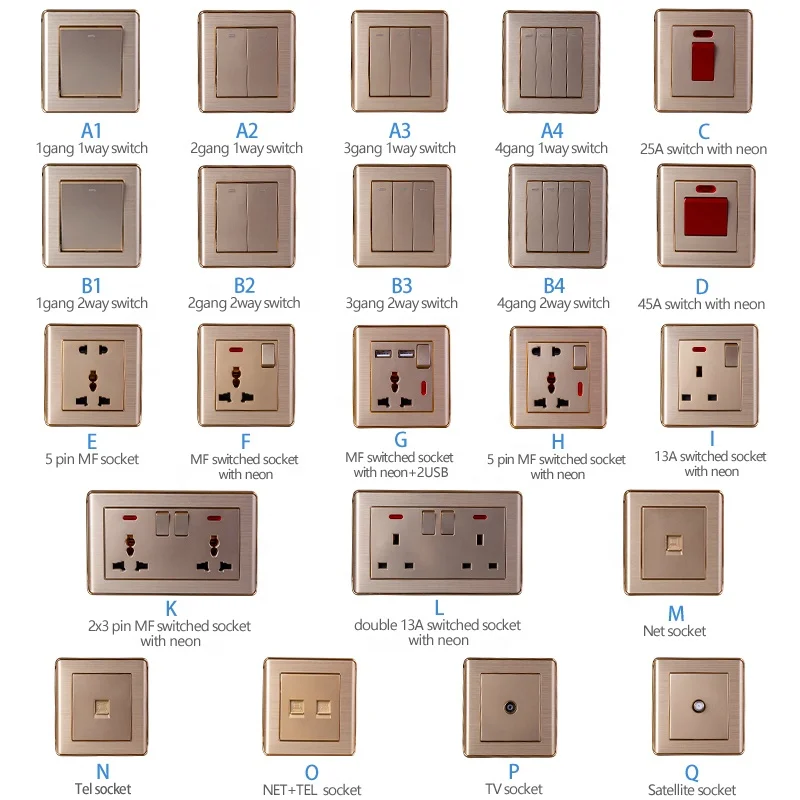 Simple light luxury switch One open gold acrylic wall switch