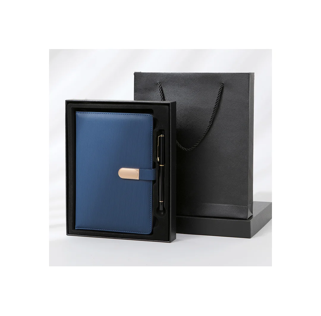 Magnetic Buckle Vertical Grain PU Business Notebook Gift Wholesale Office Diary Note Book Gift Set