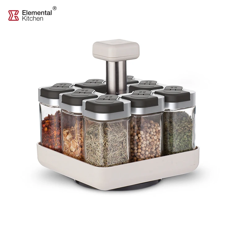 fashion attractive design 100ml glass spice jar flip top with stainless steel rack
