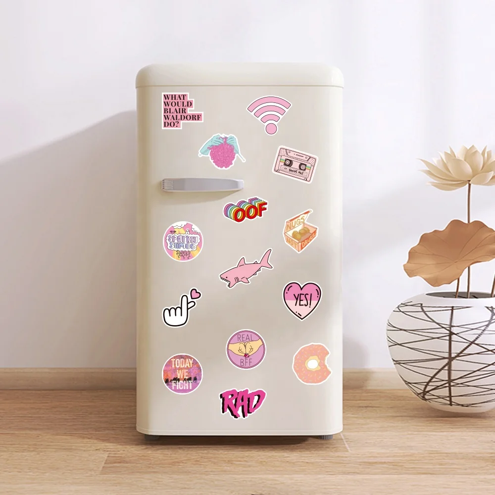 wholesale 50pcs pink cute stickers cartoon coffee gem anime sticker for kids vinyl die cut waterproof bag suitcase girls sticker