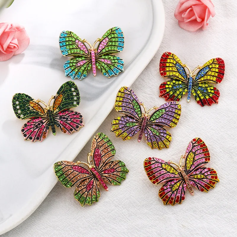 Vintage womens animal pin brooch jewelry butterfly shaped rhinestone brooches in bulk