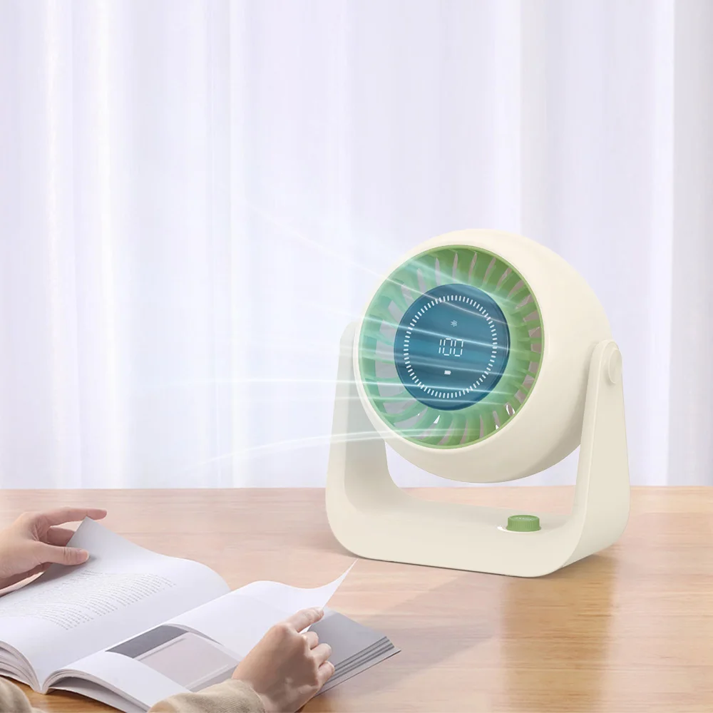 OEM/ODM Desktop Fan USB Rechargeable Portable Electric Wall Mounted Desk Fan 4000mAh Table Fan With LED Smart Display