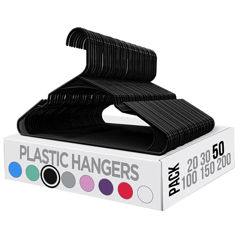 Online Top Seller Lightweight Space Saving Durable Plastic Clothes Hangers Laundry Hangers Black Hangers