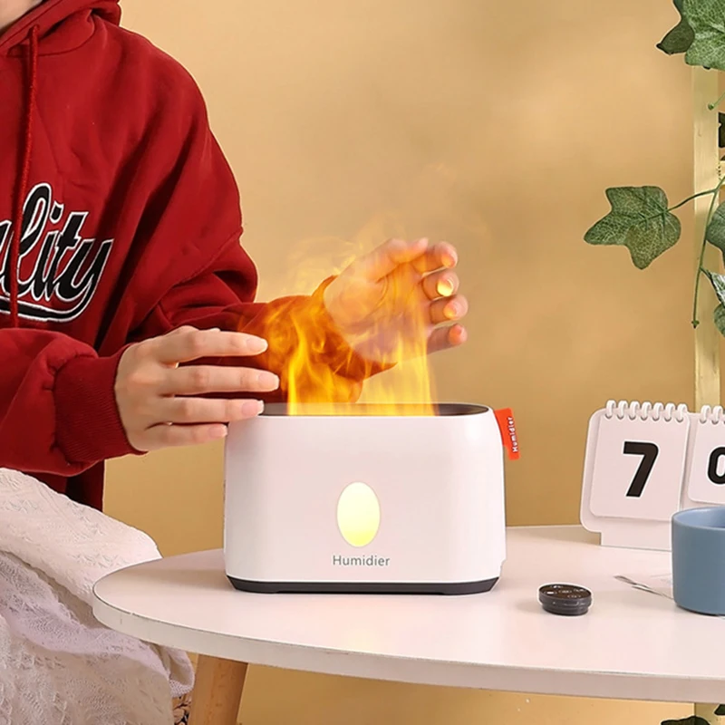 3D Flame Air Humidifier Lamp Portable Mini Essential Oil Diffuser Aromatherapy Machine Small Travel Flame Humidifier Aroma Diffu