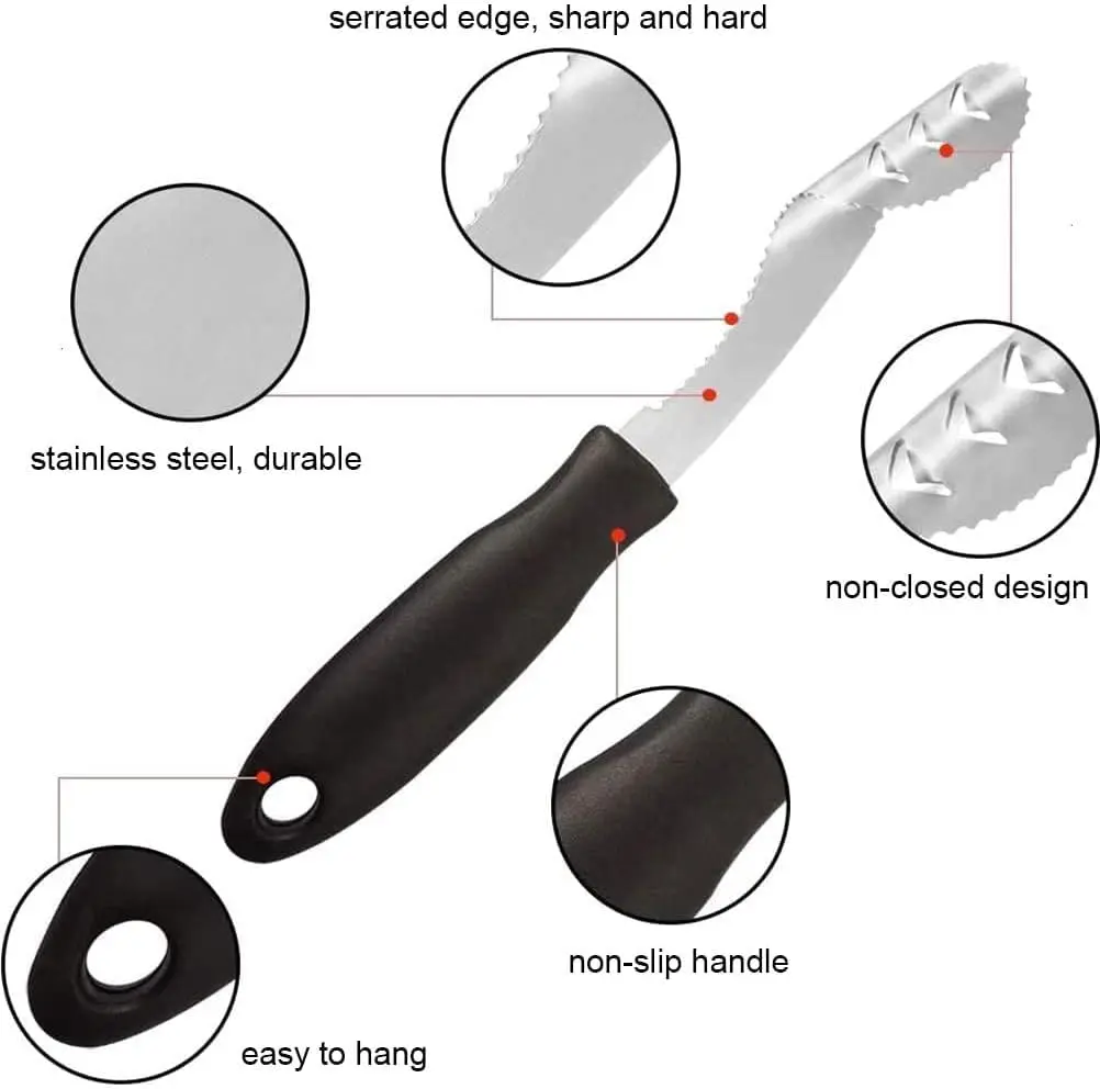 2-in-1 Jalapeno Corer Tool  Stainless Steel Pepper Seed Remover Tool with Serrated Edges & Soft Rubber Handle