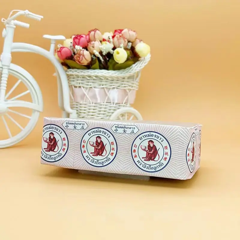 White Monkey Holding Peach Medicated Balm 12 grams Thailand Original Monkey Peach Oil Tiger Balm Refreshing Cool