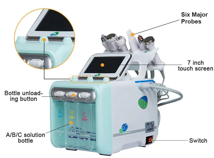 Высококачественный большой насос 6 в 1, Малый пузырьковый аппарат для гидроочистки лица