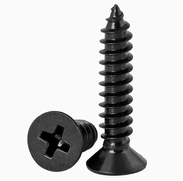Black Galvanized Stainless Steel Flat Head Tapping Screw Cross Sunken Wood Screw with M3 M5 Titanium Metric Threads DIN Standard