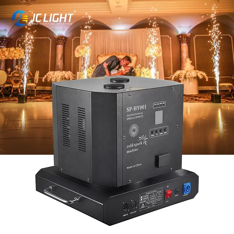 Dual Head Rotation Spinning Cold Spark Machine for Wedding Party Stage 360 Rotating Jet Spray 1300w Fireworks Fountain Machine