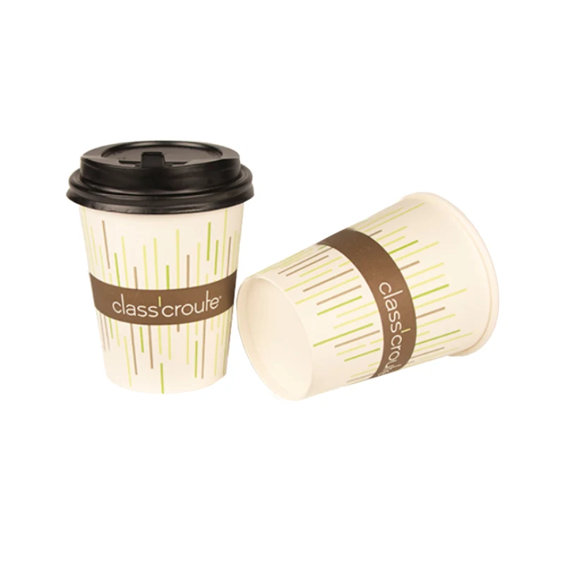 8 oz Single Wall Paper Cup Hot Coffee  Disposable Cups Cafes With Lids Customization Printing