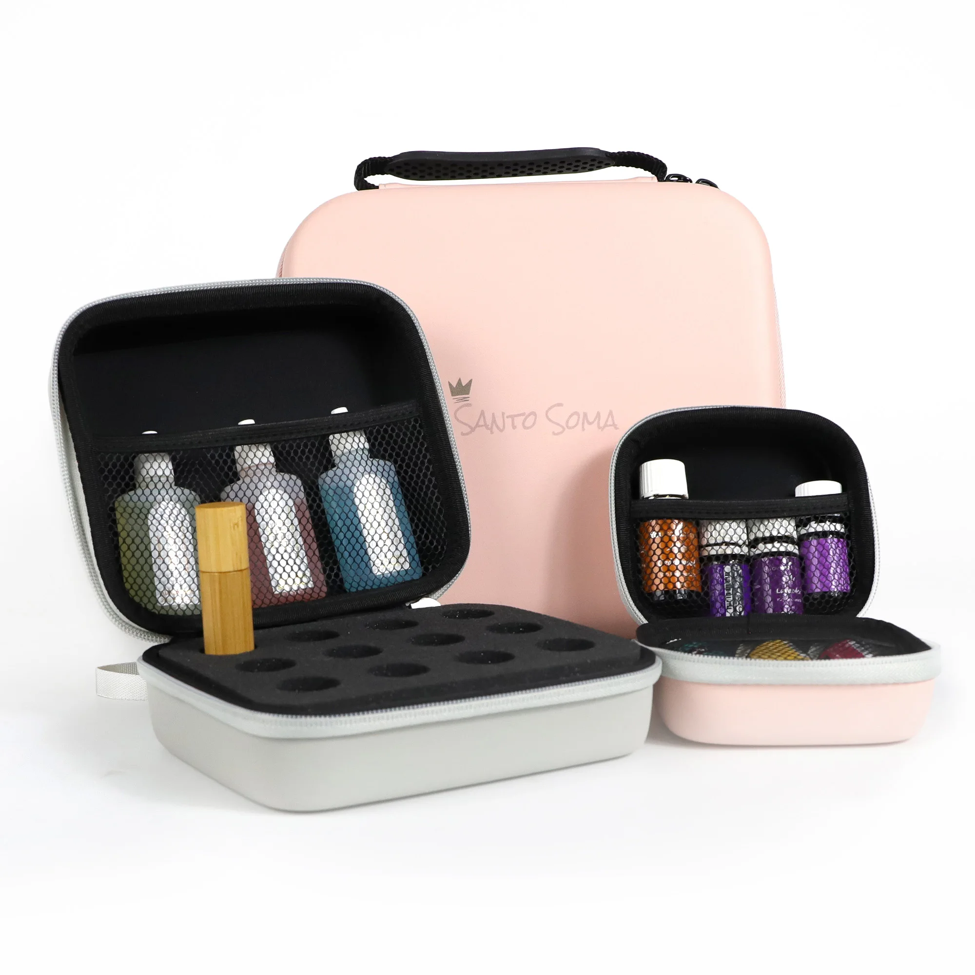 OEM ODM Wholesale Custom Fabric Carrying Zip 10 ml Essential Oil Roller Bottle Pouch Travel Bag Organizer