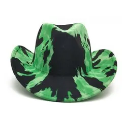 Double Side Cow Print Western Cowboy Felt Hat With Curly Brim Factory Manufacturers Cowboy Hat For Sale