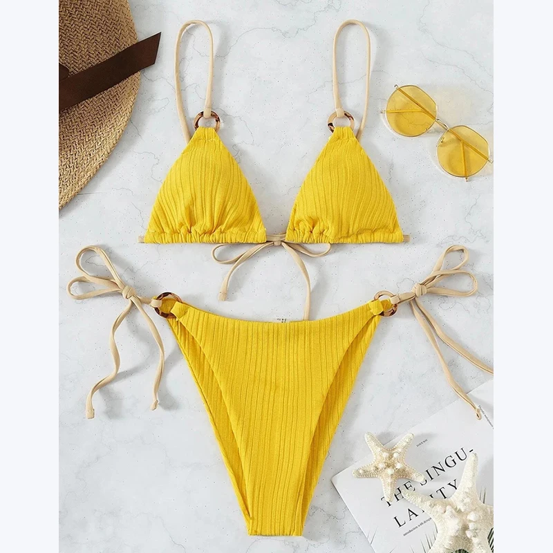 Custom Logo Female 2 Piece Swimsuit Maillot De Bain Swimming Suit Swimwear Beachwear String Bikini